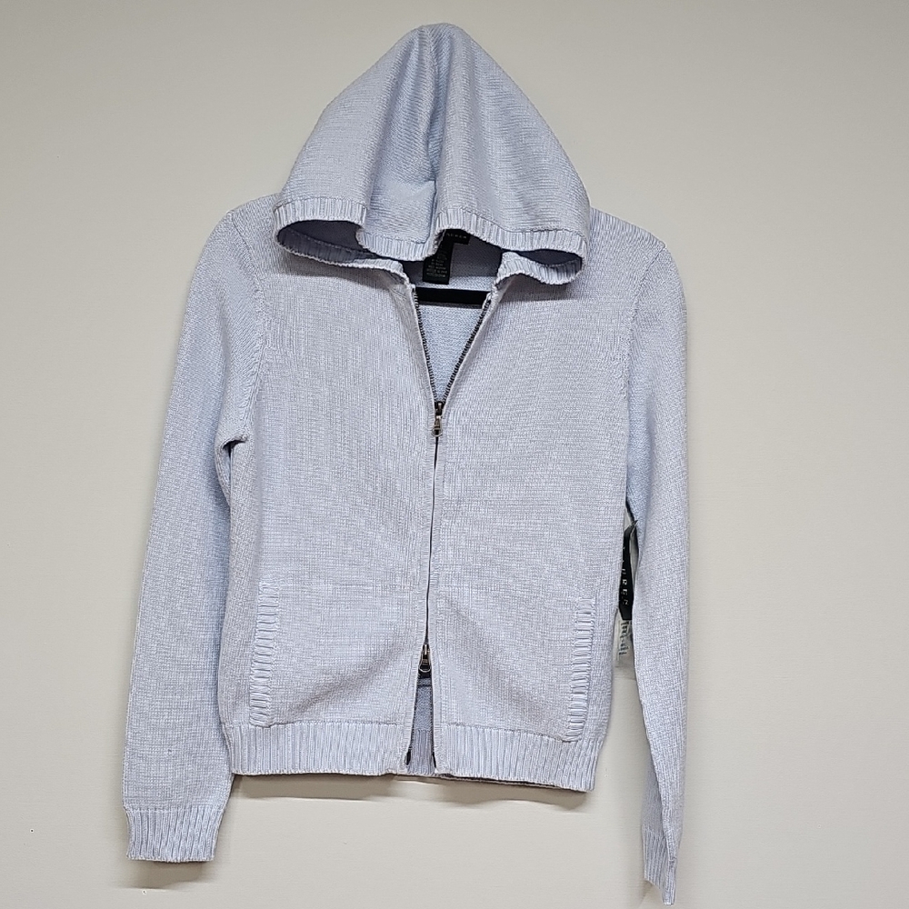 Vtg Lauren Ralph Lauren Light Blue Zip Up Cardigan, NEW, Size Medium *READ DESC*